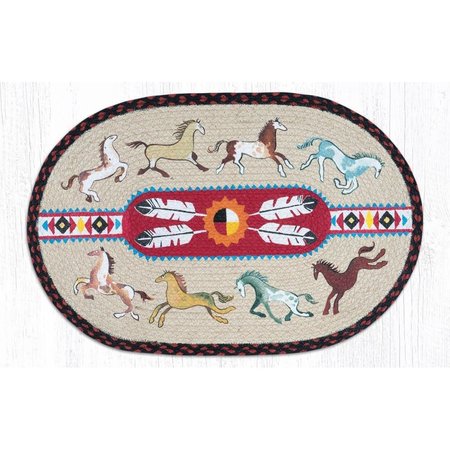 CAPITOL IMPORTING CO 20 x 30 in Jute Oval Native Horses Patch 65019NH